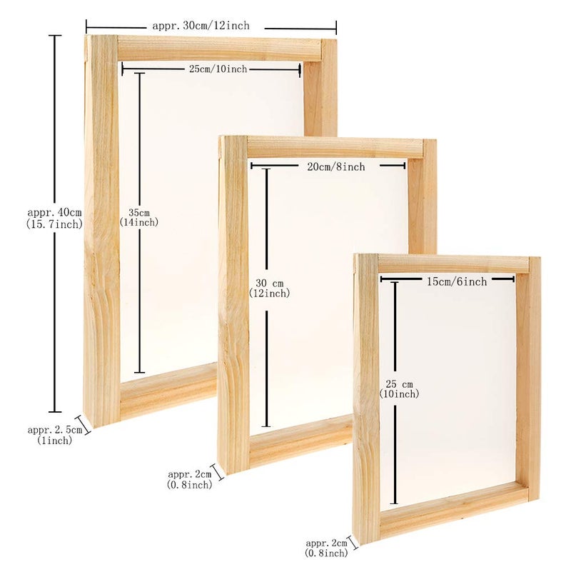 Caydo 23 Pieces Screen Printing Starter kit Include 3 Different Size of Wood Silk Screen Printing Frame with Mesh, Screen Printing Squeegees, Inkjet Transparency Film, Ink Knife, and Mask Tape - Image 3